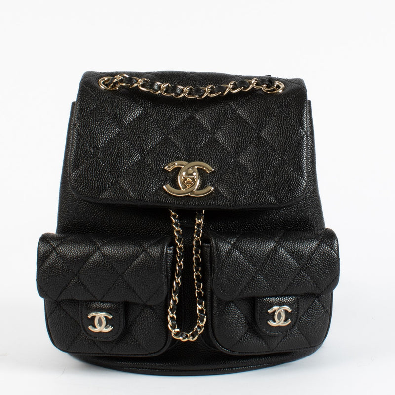 Chanel Black Caviar Leather Mini Duma Backpack