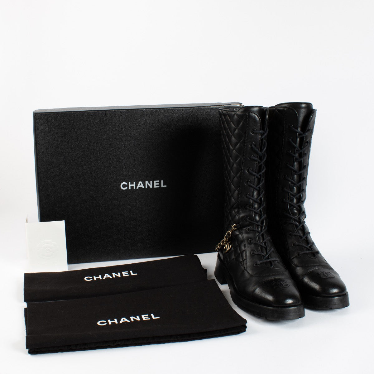 Authentic pre-loved Chanel Black Leather Boots — Size 41on Labellov.com