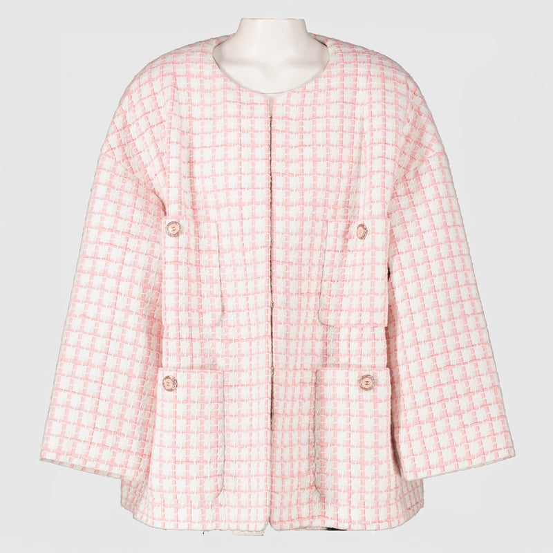 Chanel 22S Pink Tweed Jacket - Size FR50