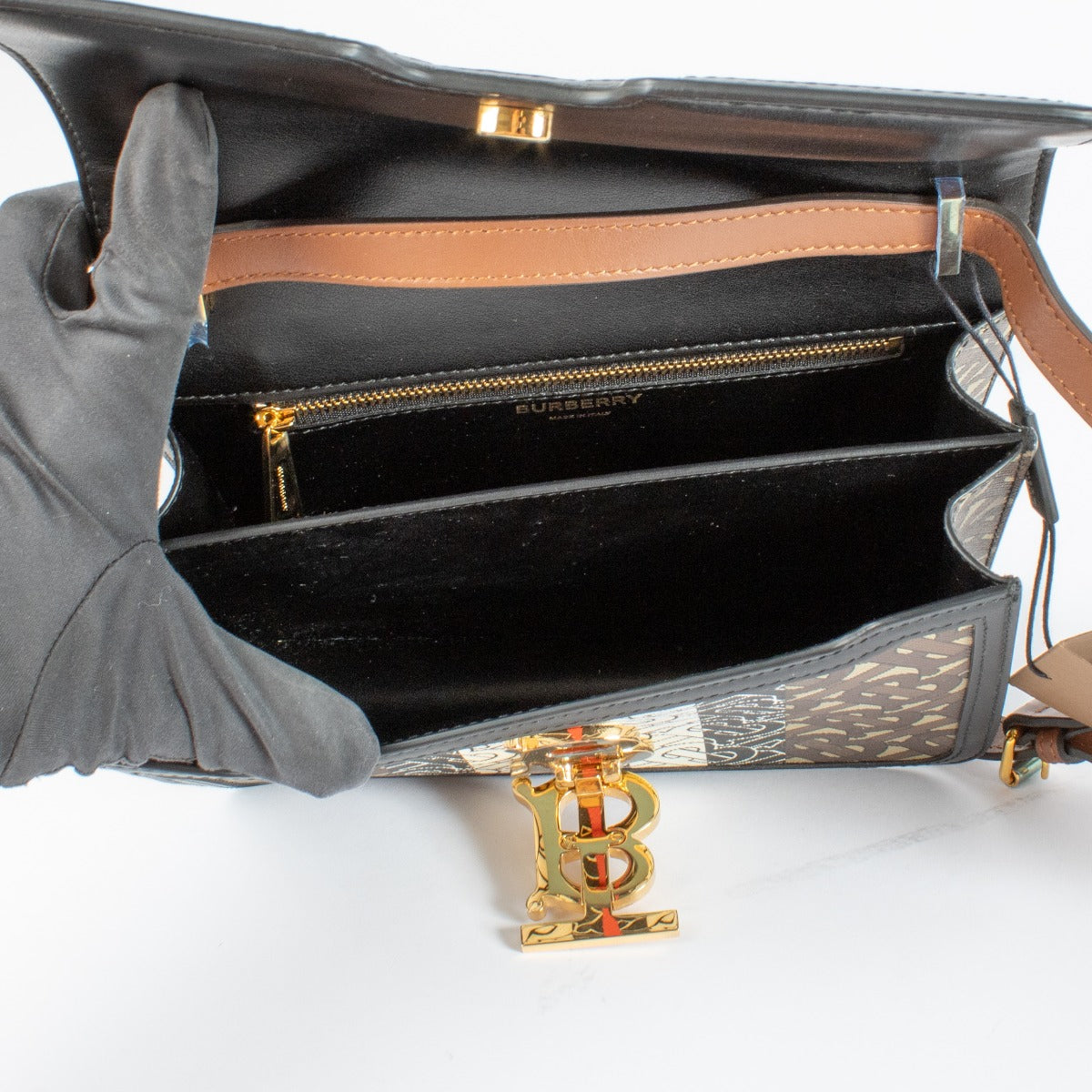 Authentic pre-loved Burberry Monogram Striped TB Small Bag on Labellov.com