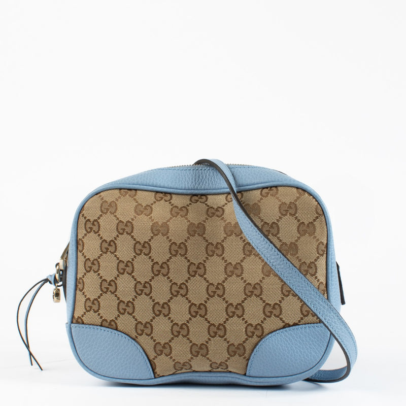 Authentic pre-loved Gucci Blue GG Canvas Camera Bag on Labellov.com