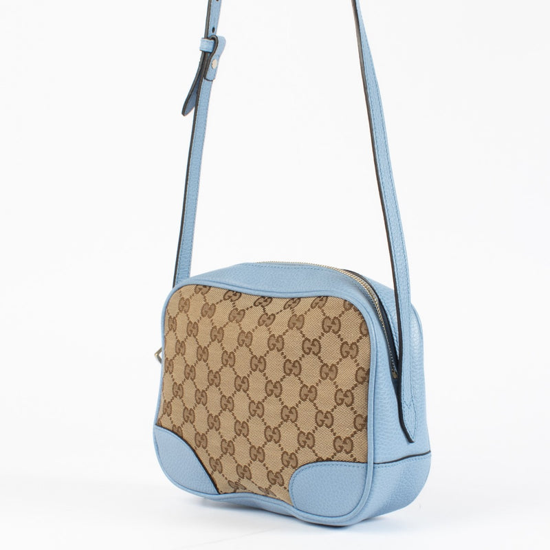 Authentic pre-loved Gucci Blue GG Canvas Camera Bag on Labellov.com