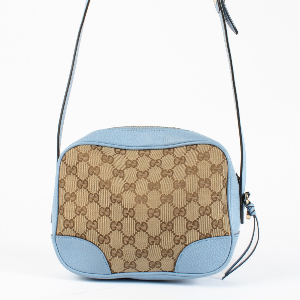 Authentic pre-loved Gucci Blue GG Canvas Camera Bag on Labellov.com