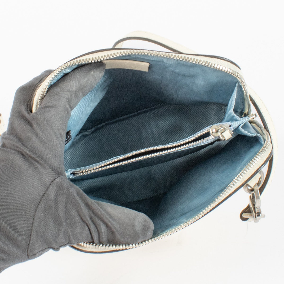 Authentic pre-loved Gucci X SEGA Calfskin GUCCY Stars Mini Dome Mystic White/ Gold Crossbody Bag on Labellov.com