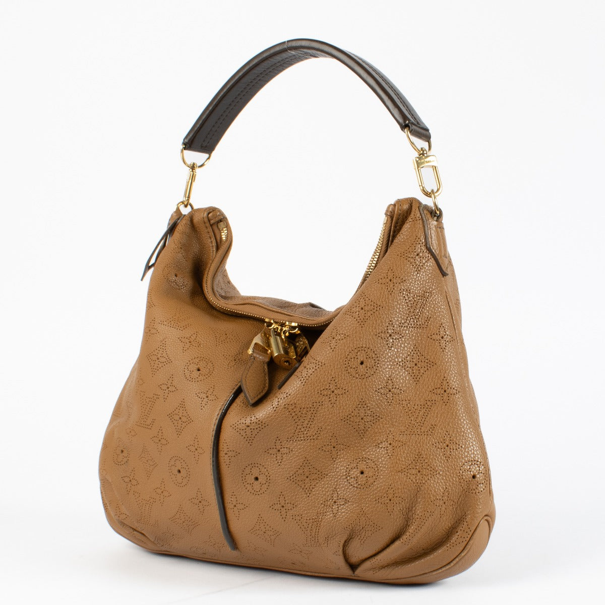 Authentic pre-loved Louis Vuitton Caramel Monogram Mahina Selene MM Bag on Lavellob.com