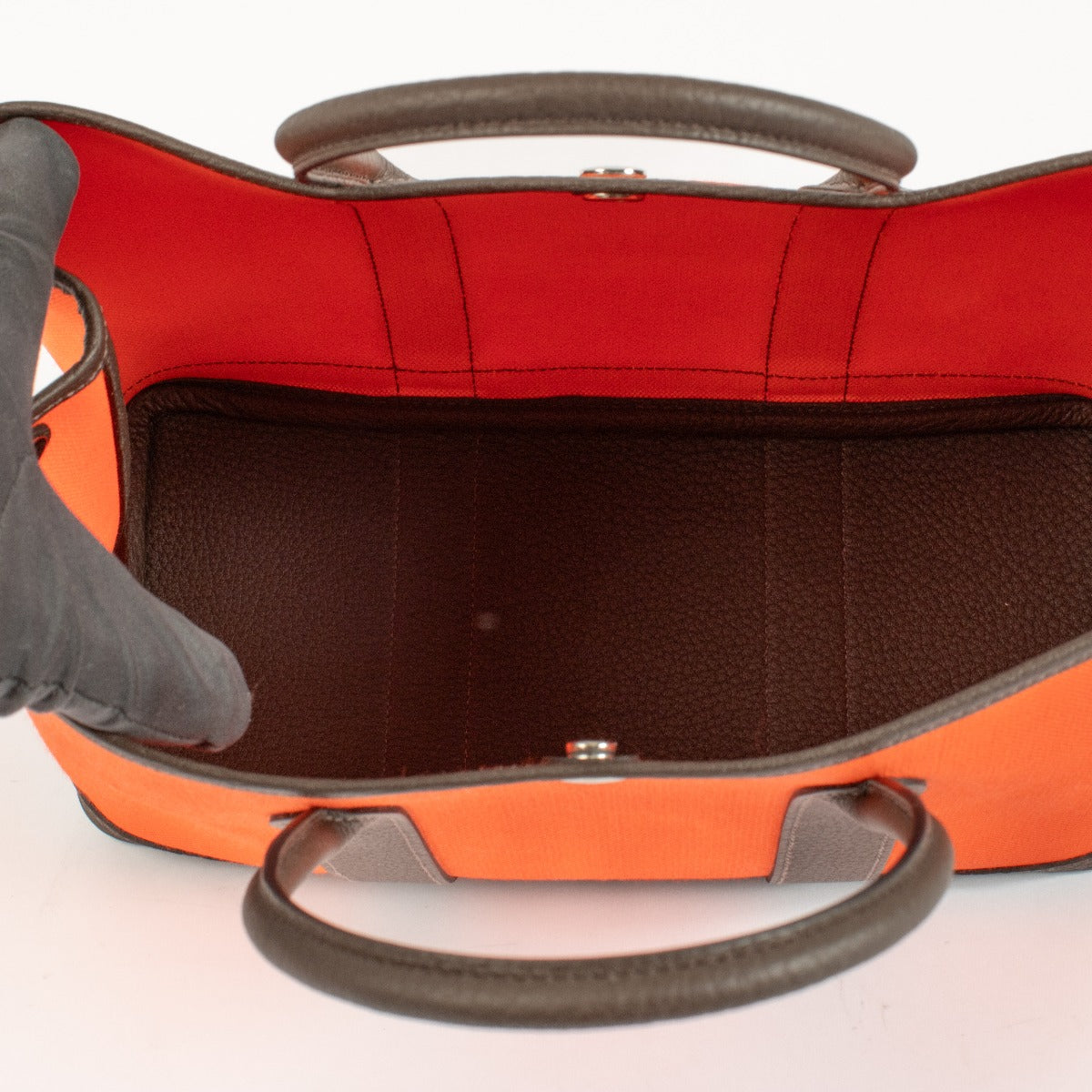 Hermès Garden Party 30 Orange Field/Chocolat Canvas/Negonda PHW
