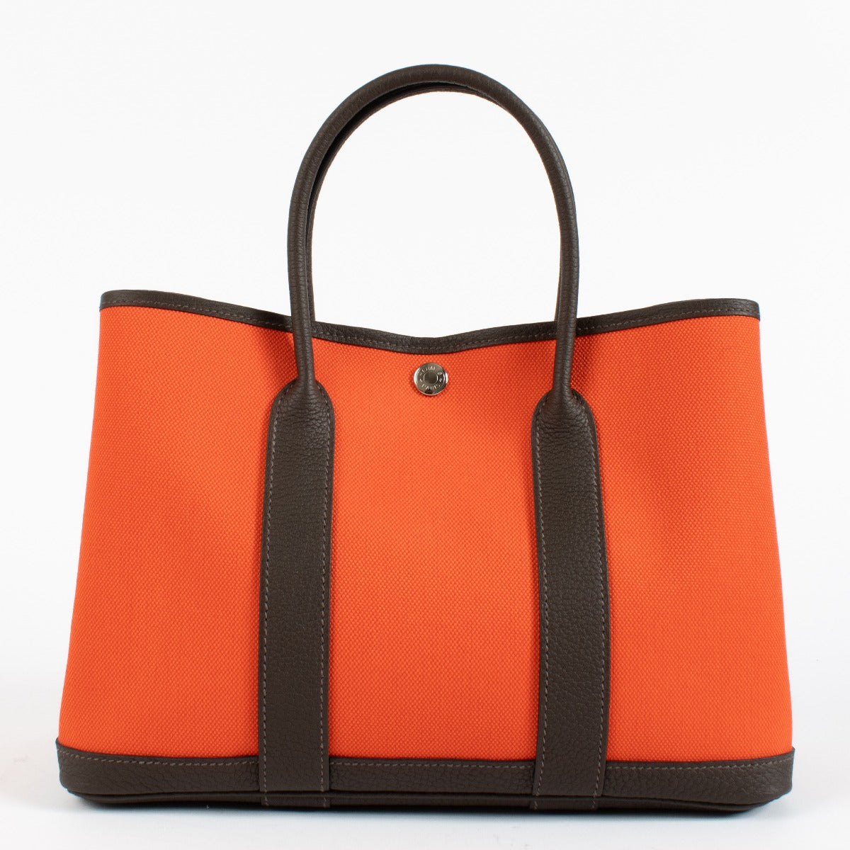 Hermès Garden Party 30 Orange Field/Chocolat Canvas/Negonda PHW