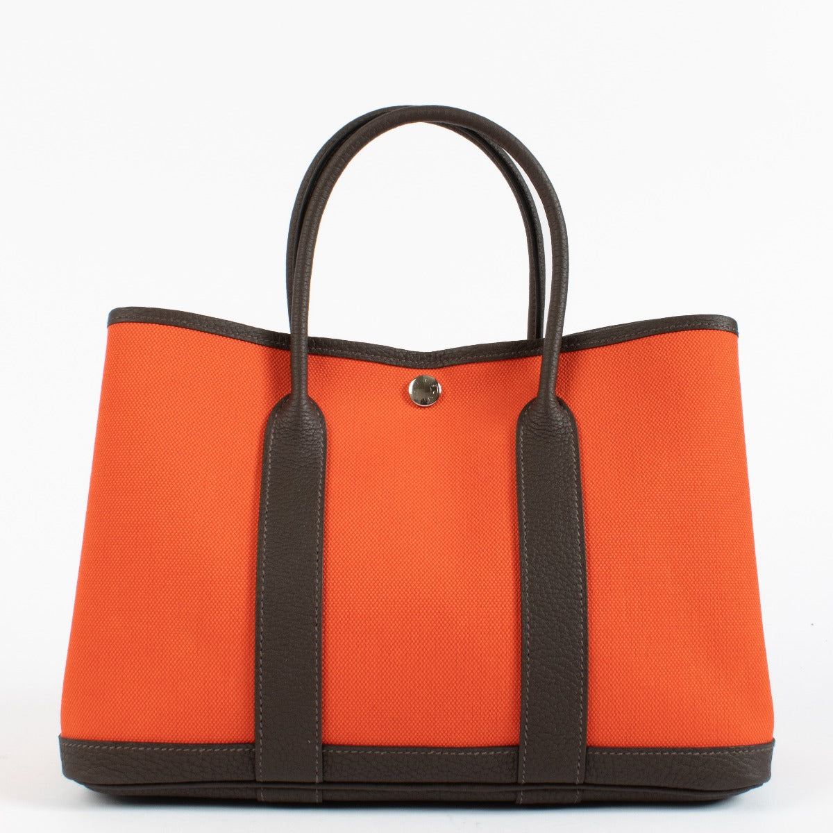 Hermès Garden Party 30 Orange Field/Chocolat Canvas/Negonda PHW