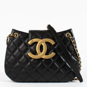 shop 100% authentic second hand Chanel Black Quilted Lambskin XL Gold CC Logo Messenger Bag on Labellov.com