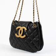 shop 100% authentic second hand Chanel Black Quilted Lambskin XL Gold CC Logo Messenger Bag on Labellov.com
