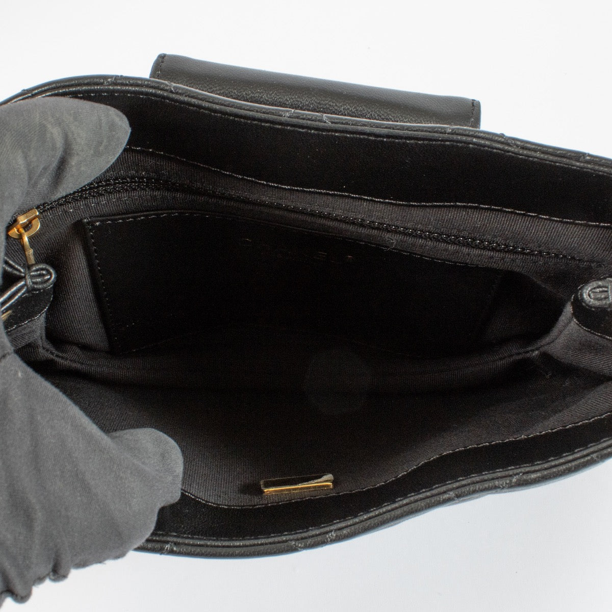 shop 100% authentic second hand Chanel Black Quilted Lambskin XL Gold CC Logo Messenger Bag on Labellov.com