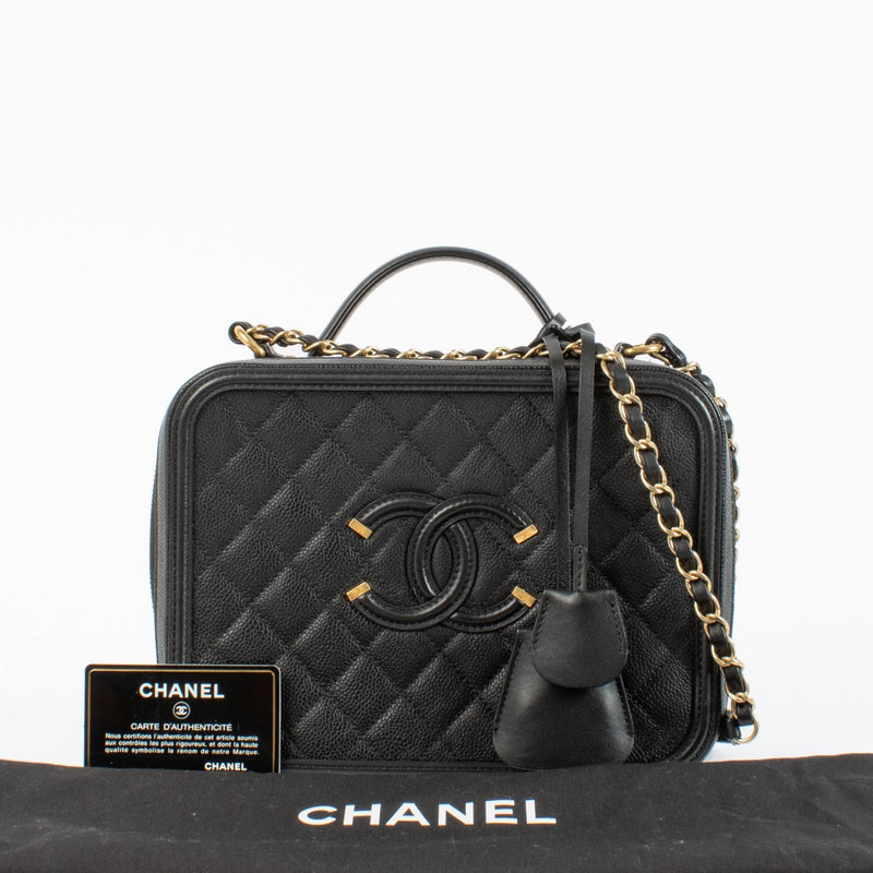 shop 100% authentic Chanel Black Caviar Large Vanity Filigree Bag on Labellov.com