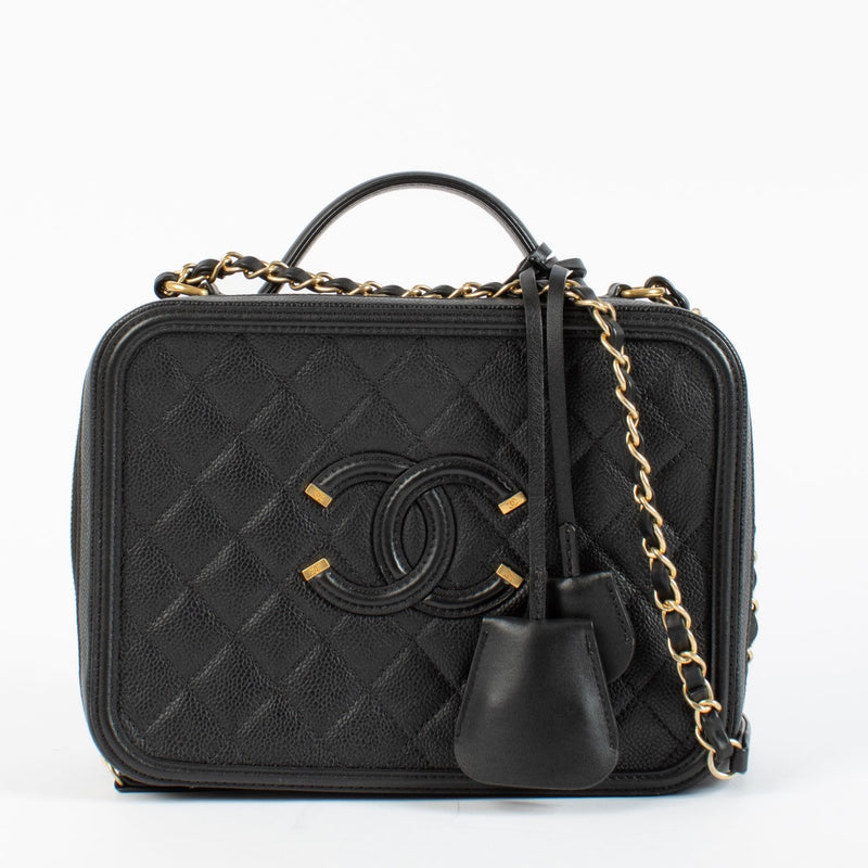 shop 100% authentic Chanel Black Caviar Large Vanity Filigree Bag on Labellov.com