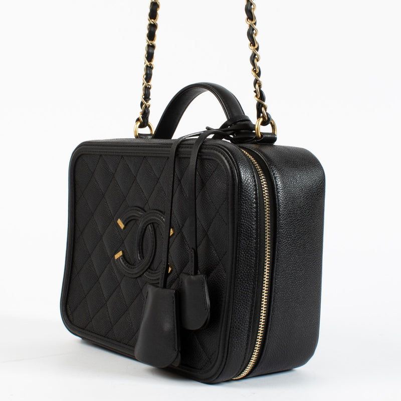 shop 100% authentic Chanel Black Caviar Large Vanity Filigree Bag on Labellov.com