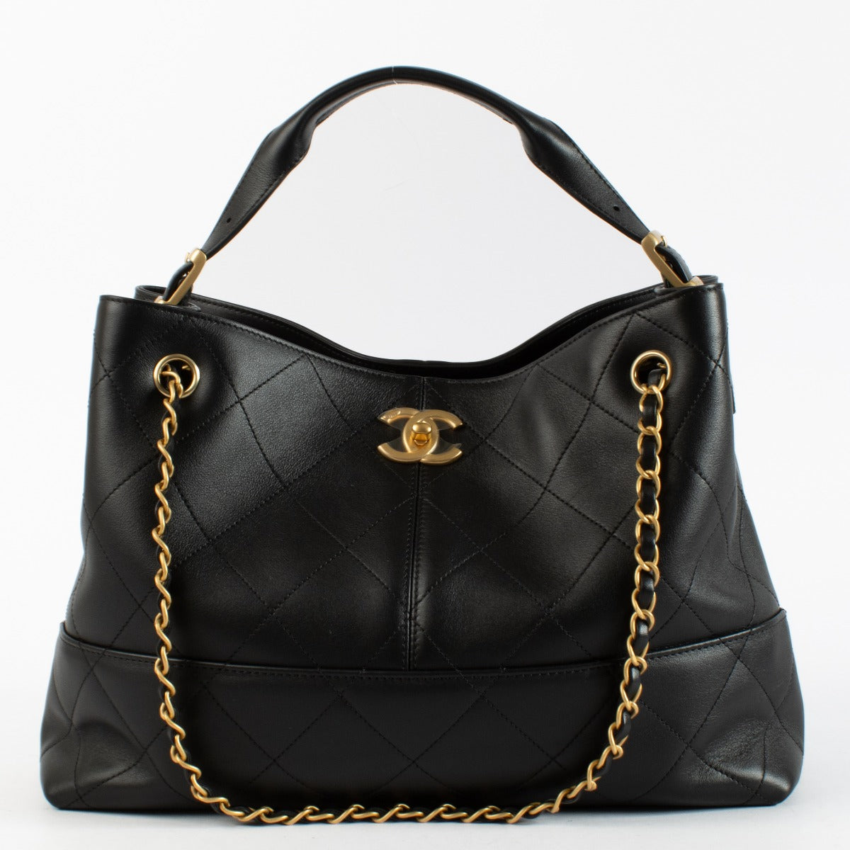 Authentic preloved Chanel Black Leather Shopping Bag on Labellov.com