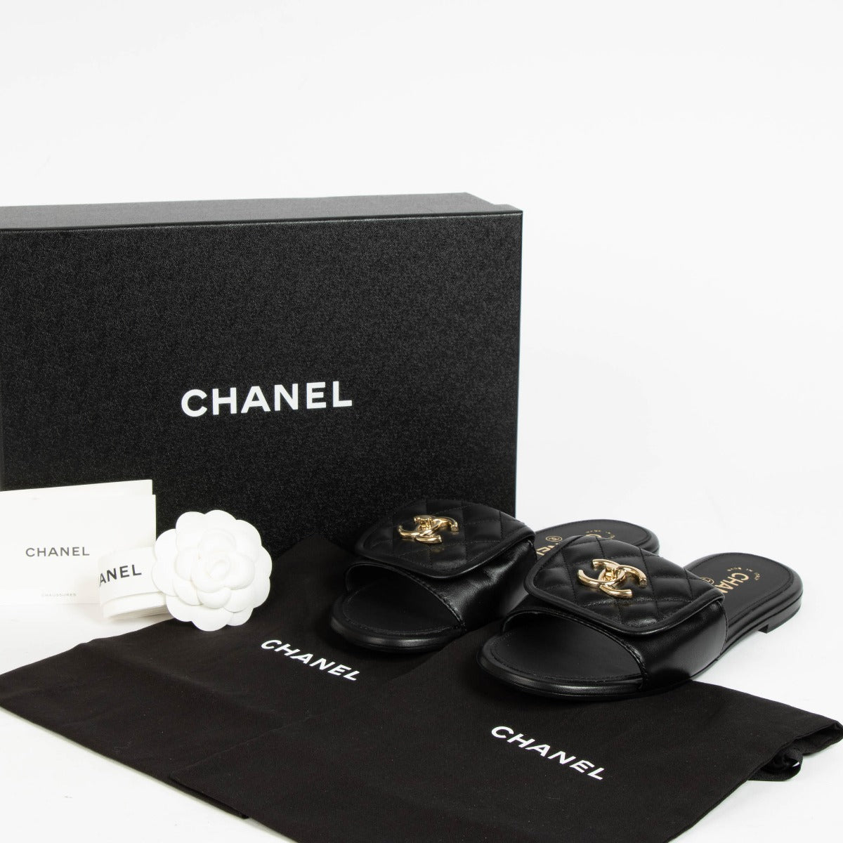 Shop 100% authentic Chanel Black Lambskin Quilted Turnlock Sandals Size 39 on Labellov.com