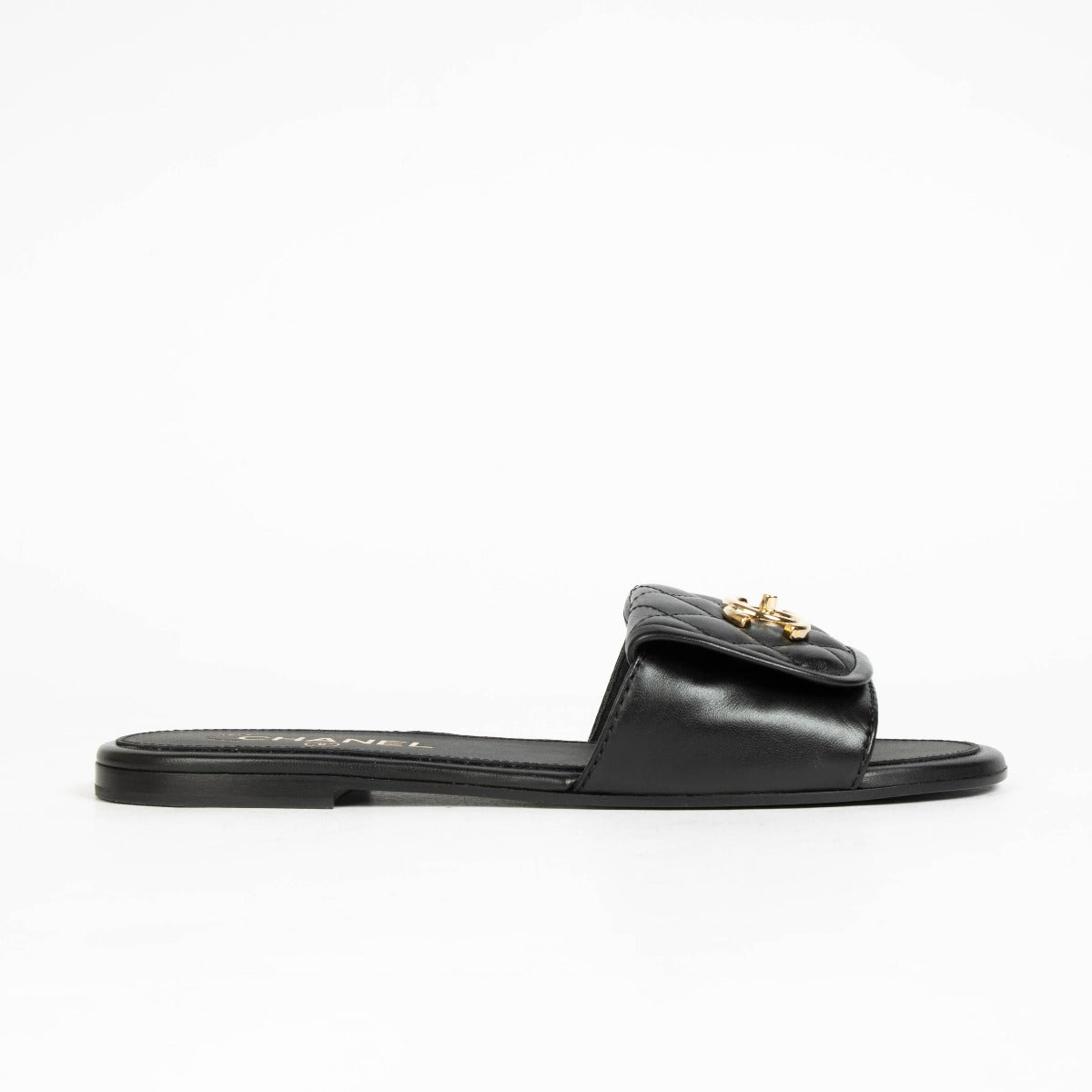 Shop 100% authentic Chanel Black Lambskin Quilted Turnlock Sandals Size 39 on Labellov.com