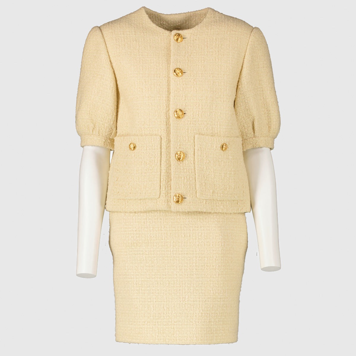 Authentic preloved Celine Yellow Tweed Skirt Suit - Size FR34 on Labellov.com