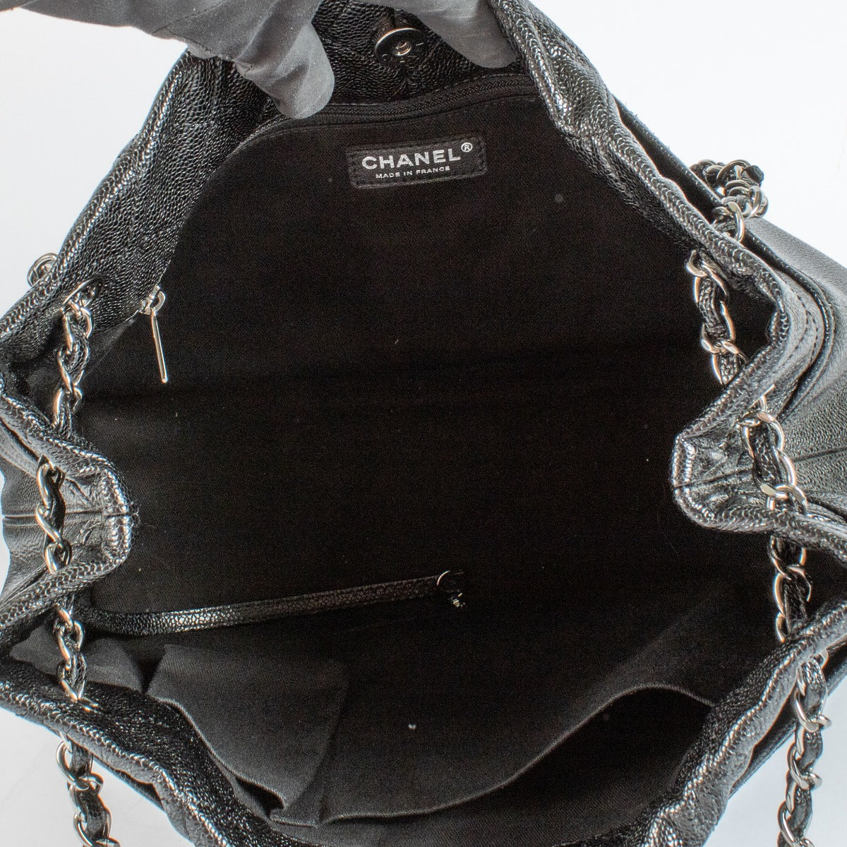 Chanel Zwart Glanzend Kaviaar Natural Beauty Tote Bag