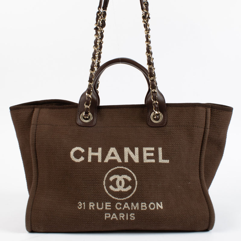 Authentic pre-loved Chanel Deauville Small Canvas Brown GHW on Labellov.com