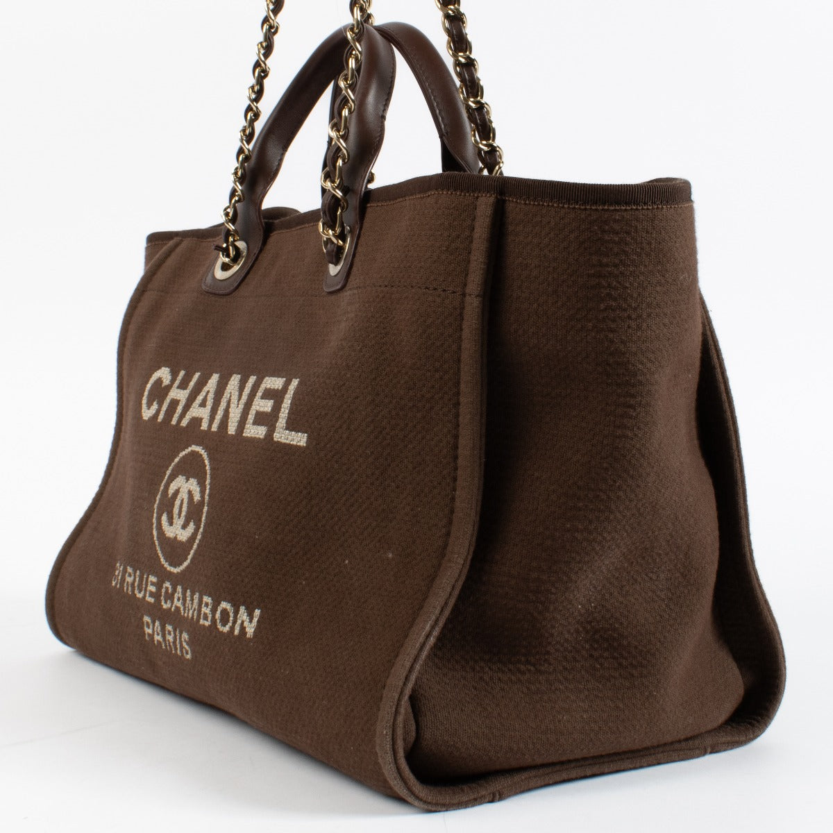 Authentic pre-loved Chanel Deauville Small Canvas Brown GHW on Labellov.com