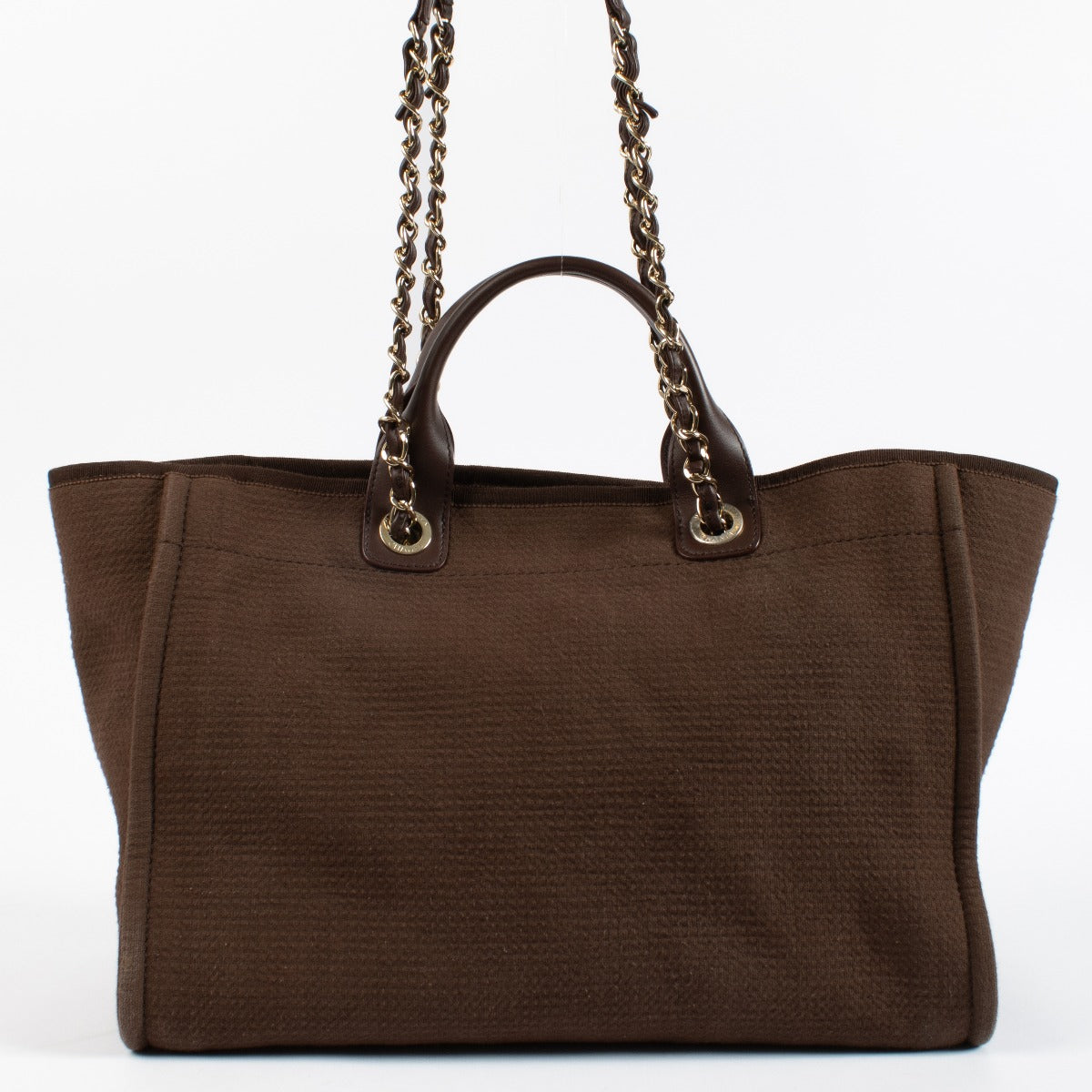 Authentic pre-loved Chanel Deauville Small Canvas Brown GHW on Labellov.com