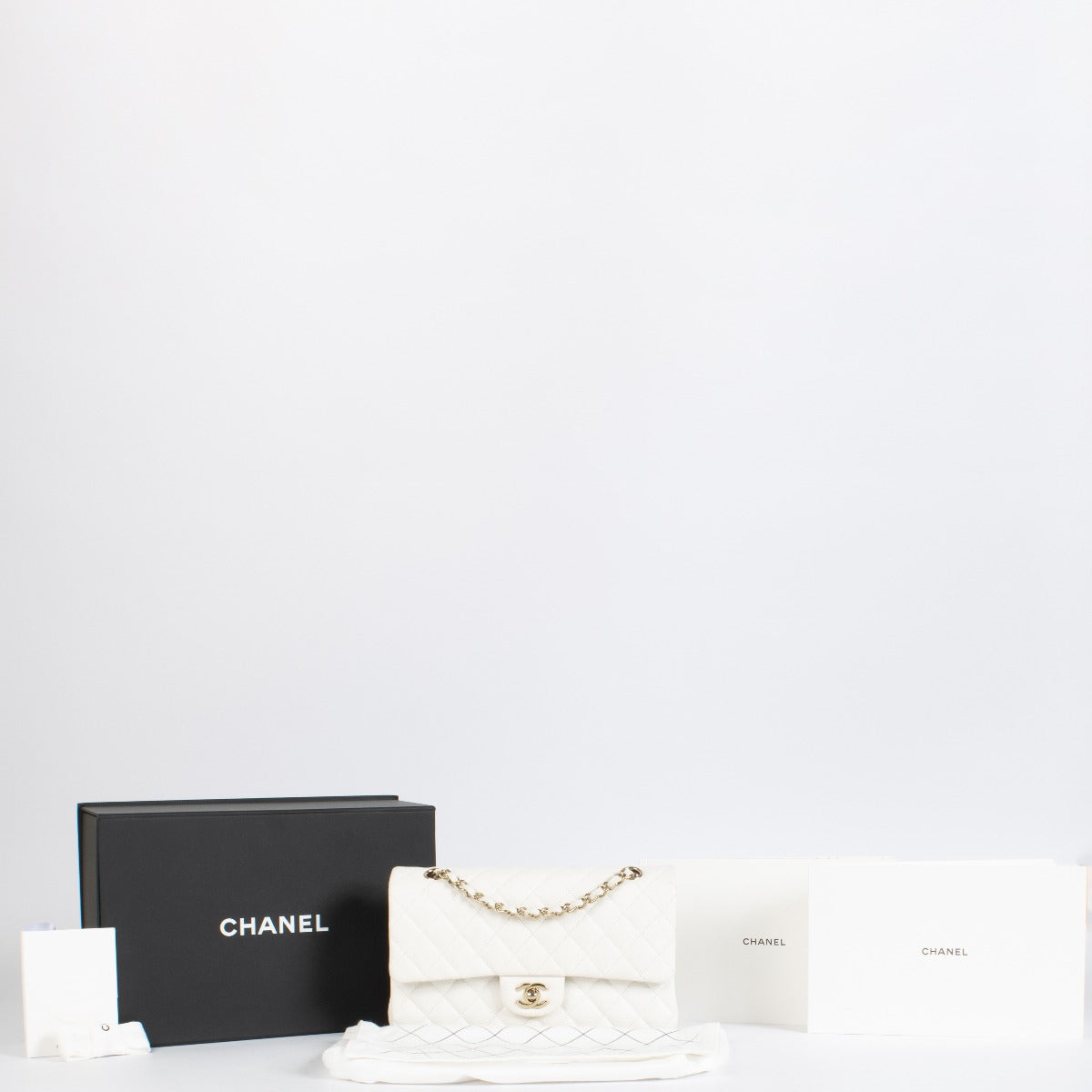 Chanel White Caviar Medium Classic 11.12 Handbag