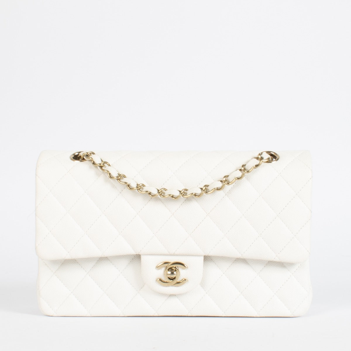 Chanel White Caviar Medium Classic 11.12 Handbag