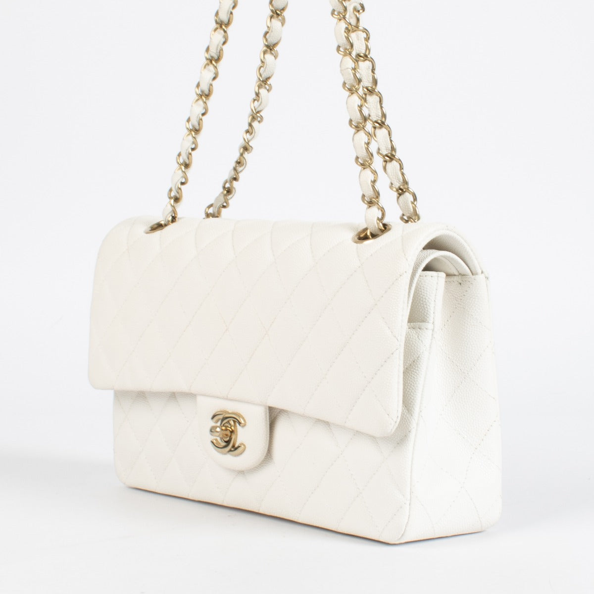 Chanel White Caviar Medium Classic 11.12 Handbag