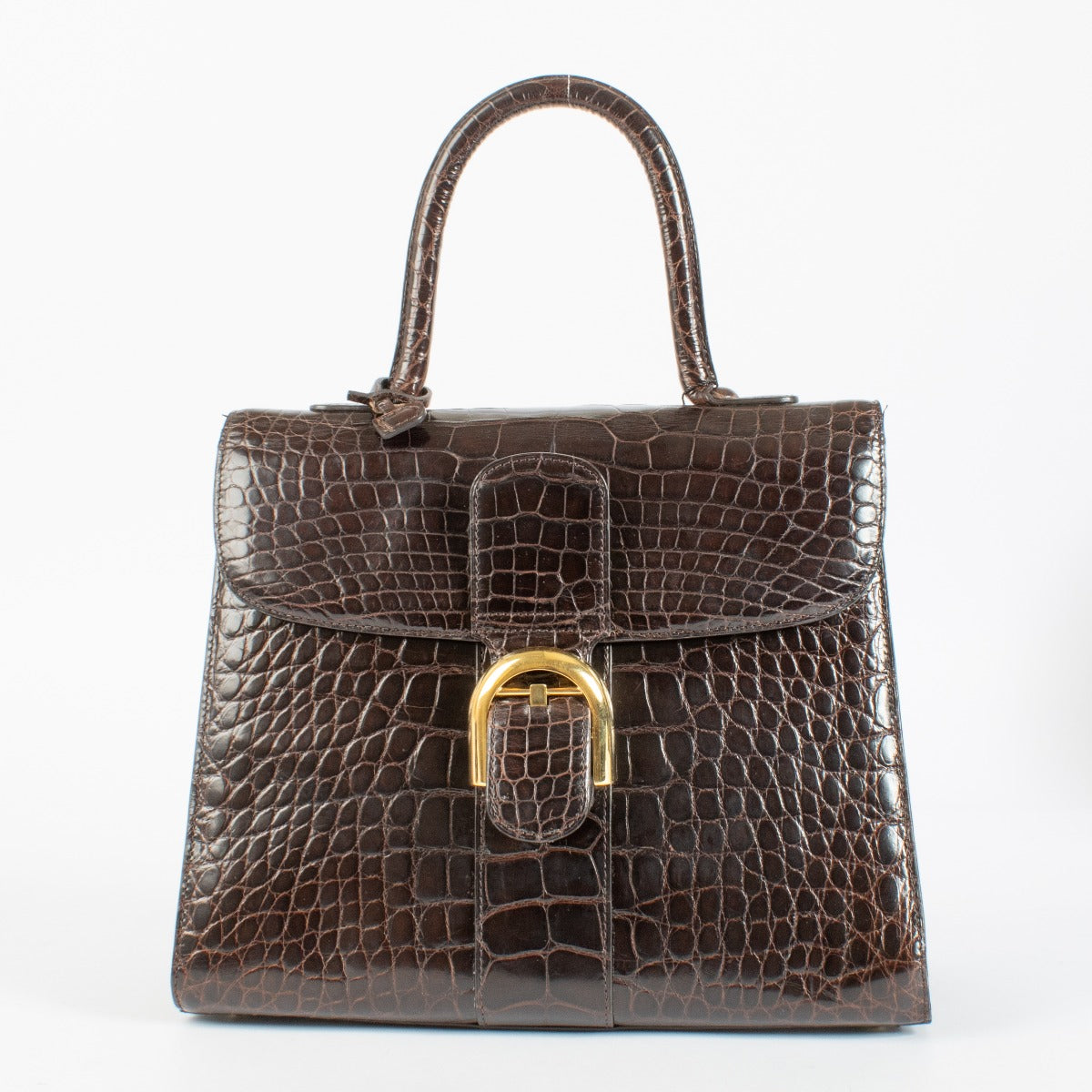 Delvaux Brown Shiny Alligator Brillant MM