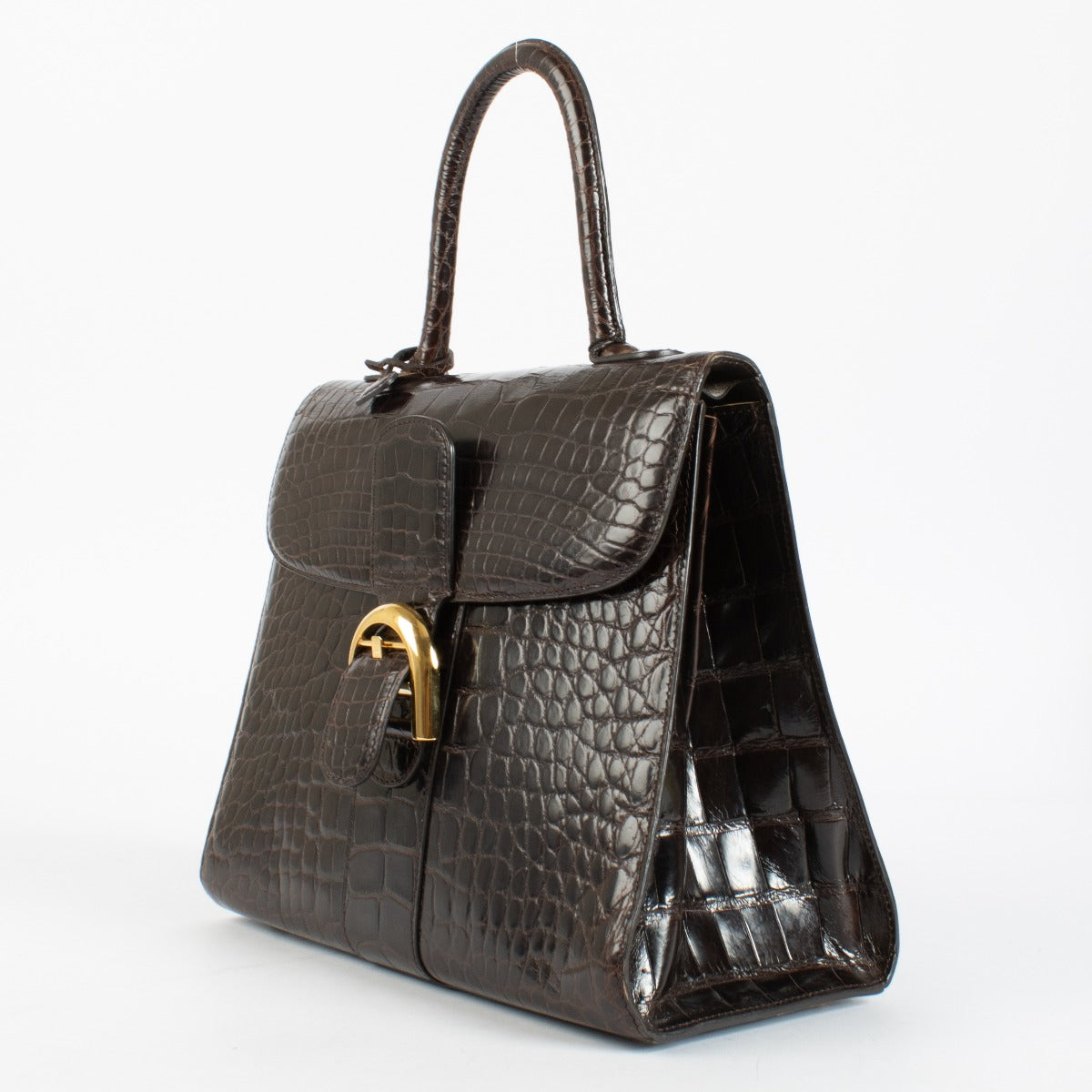 Delvaux Brown Shiny Alligator Brillant MM