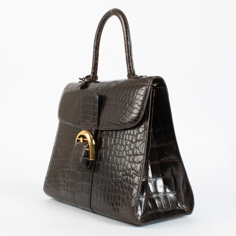 Delvaux Brown Shiny Alligator Brillant MM