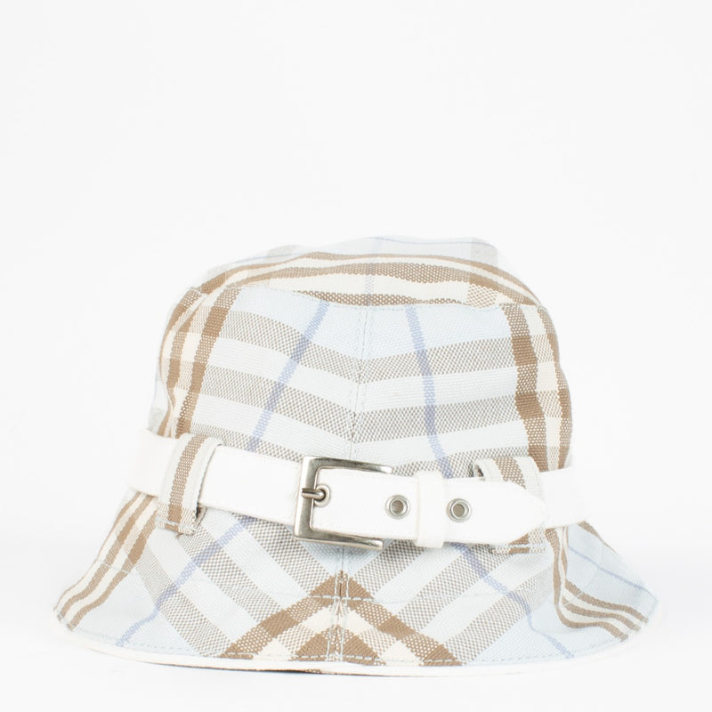 Authentic Preloved Burberry Light Blue Check Bucket Hat on Labellov.com