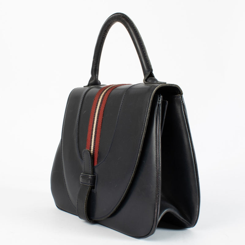 Authentic pre-loved Delvaux Blue Leather Vintage Striped Handbag on Labellov.com