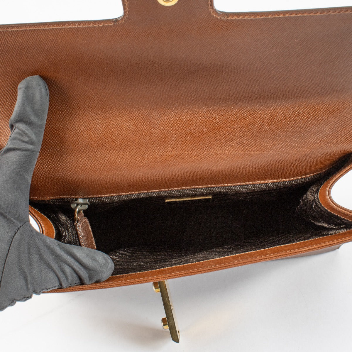 Authentic pre-loved Prada Brown Saffiano Handbag on Labellov.com