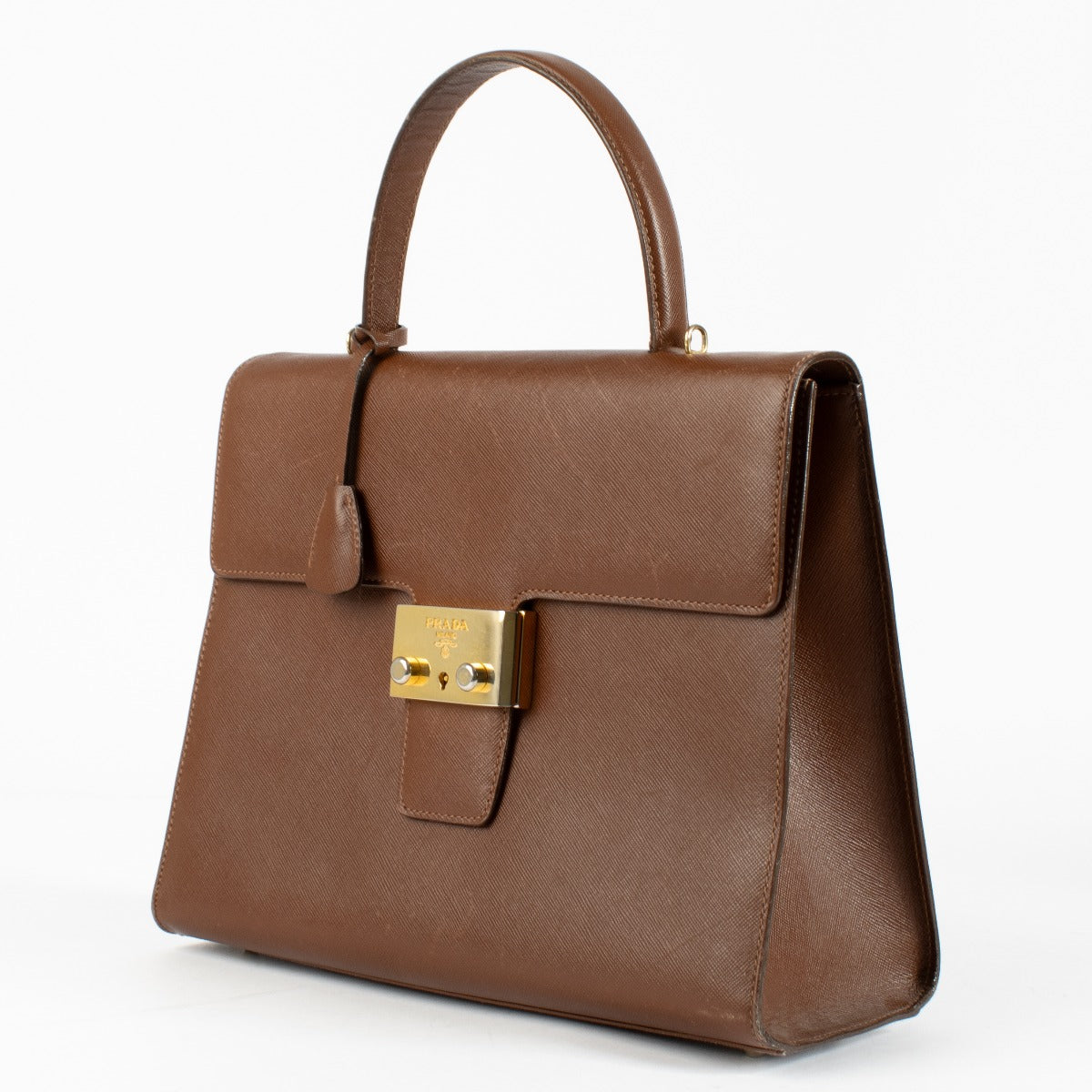 Authentic pre-loved Prada Brown Saffiano Handbag on Labellov.com