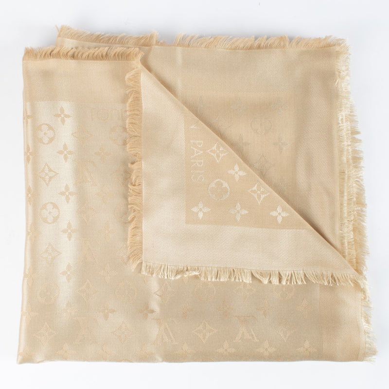 Authentic pre-loved Louis Vuitton Beige Monogram Classic Shawl on Labellov.com
