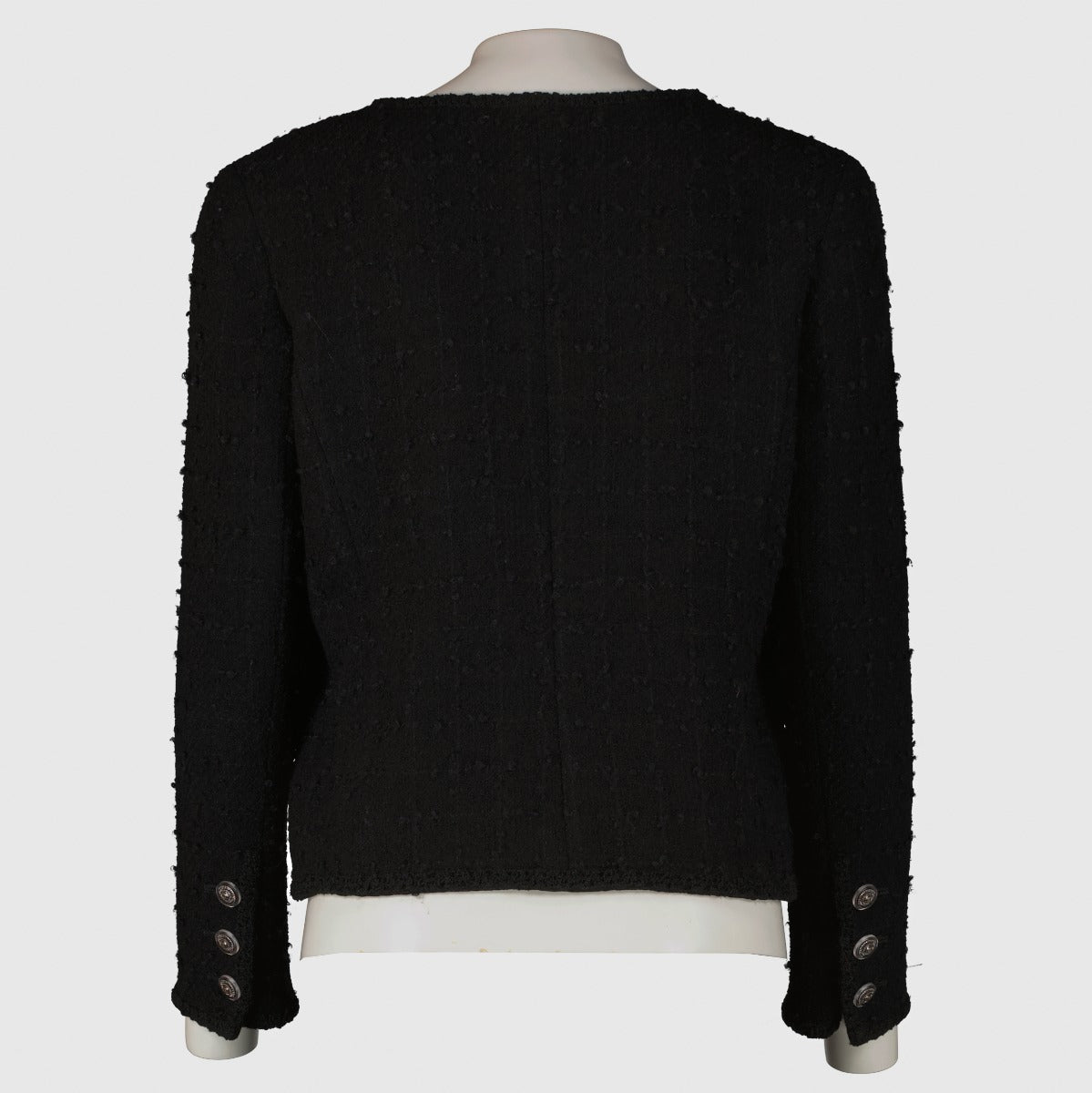 Chanel 09A Zwart Tweed Jasje - Maat FR40