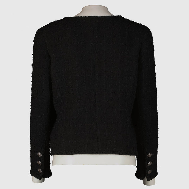 Chanel 09A Zwart Tweed Jasje - Maat FR40