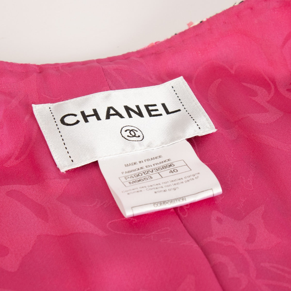 Chanel 14S Pink Tweed Belted Jacket - Size FR40