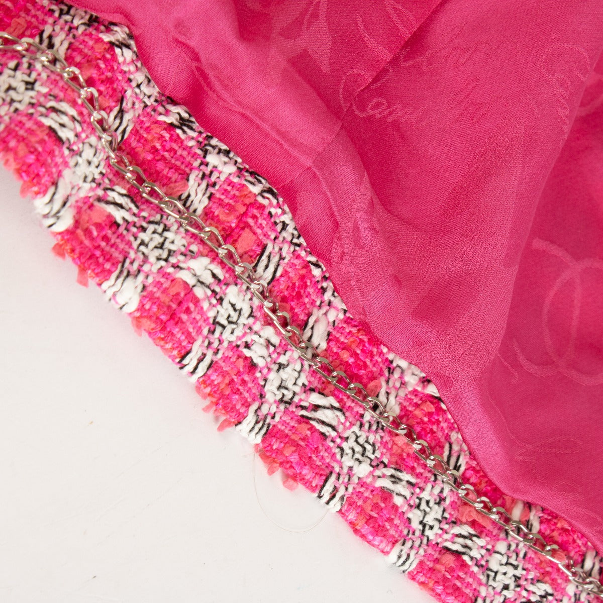 Chanel 14S Pink Tweed Belted Jacket - Size FR40