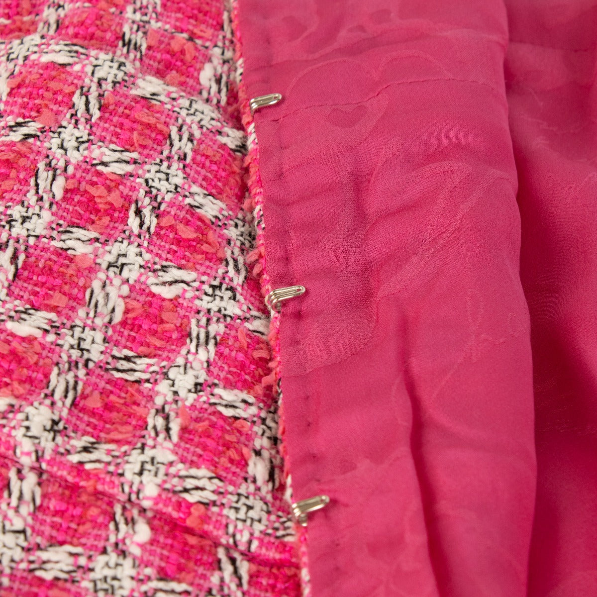 Chanel 14S Pink Tweed Belted Jacket - Size FR40