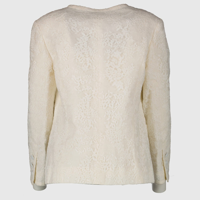 Chanel 21C Witte Kanten Jas - Maat FR38