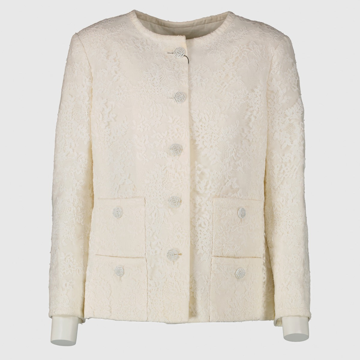 Chanel 21C White Lace Jacket - Size FR38