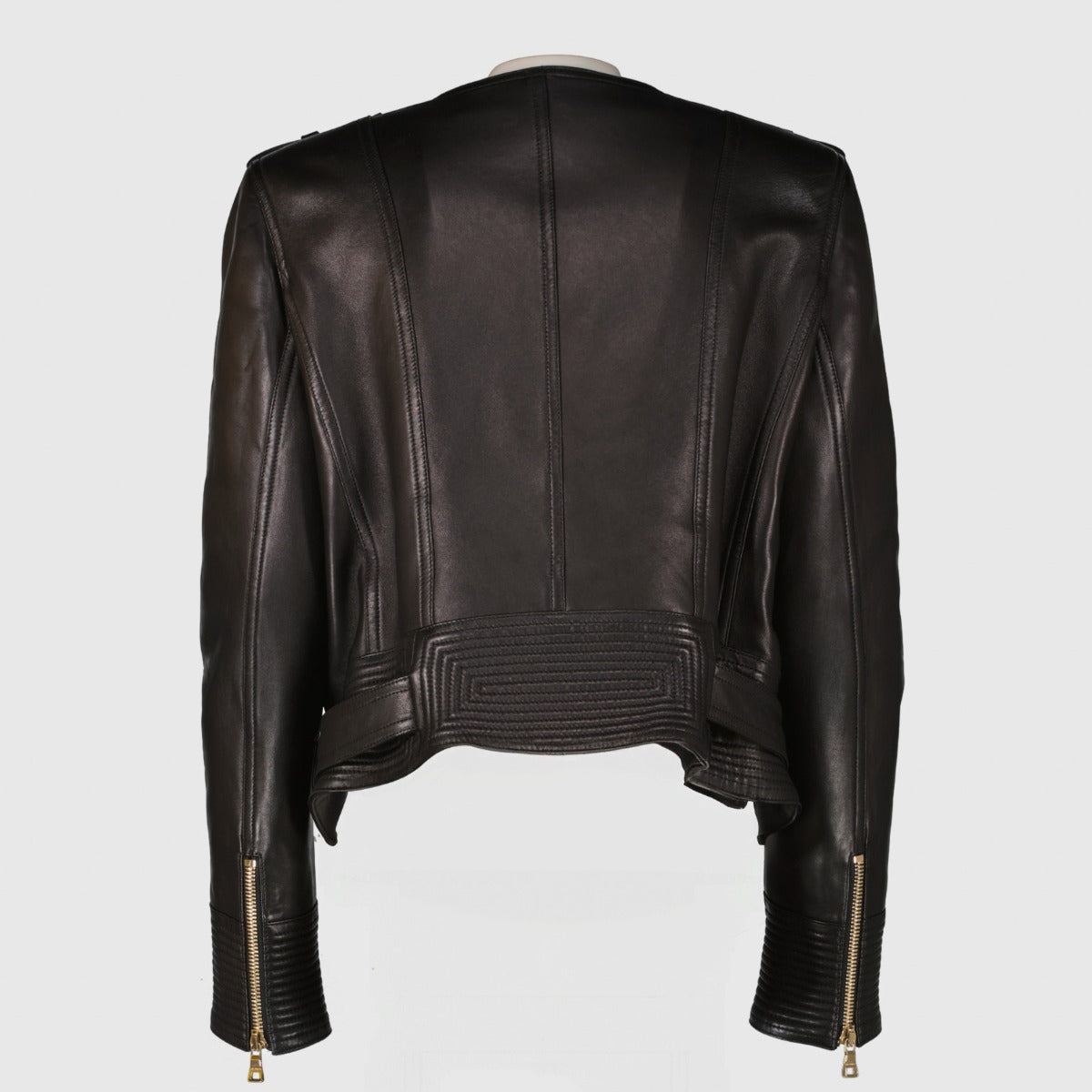 Authentic pre-loved Balmain Black Calfskin Leather Jacket GHW — Size FR44 on Labellov.com