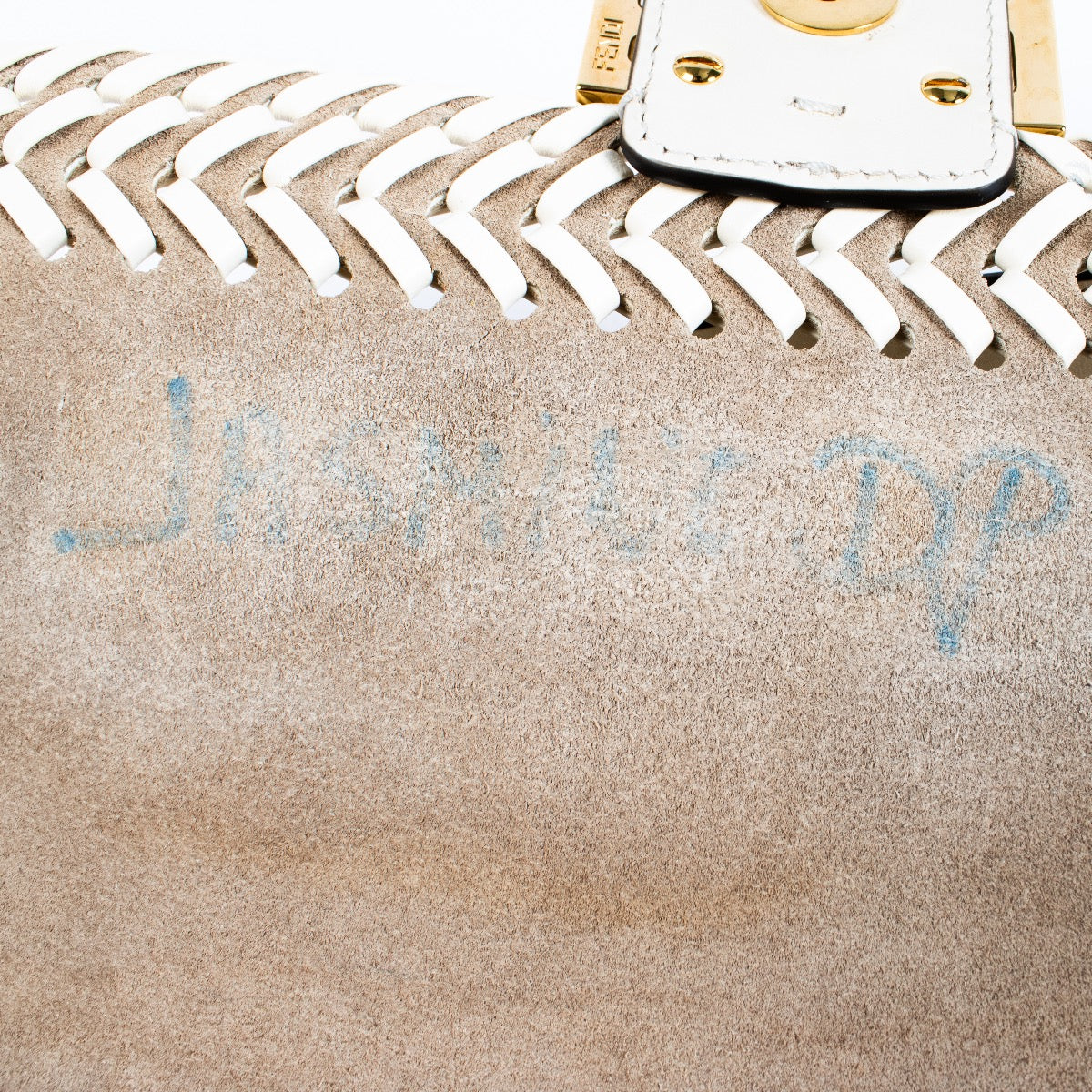 authentic preloved Fendi White Braided Leather Baguette Bag on Labellov.com