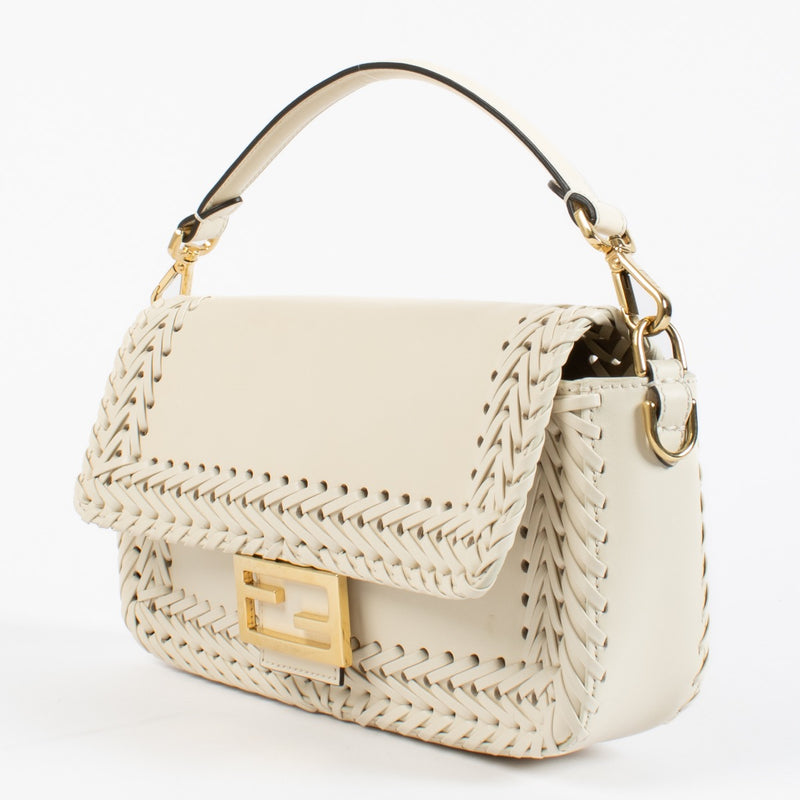 authentic preloved Fendi White Braided Leather Baguette Bag on Labellov.com