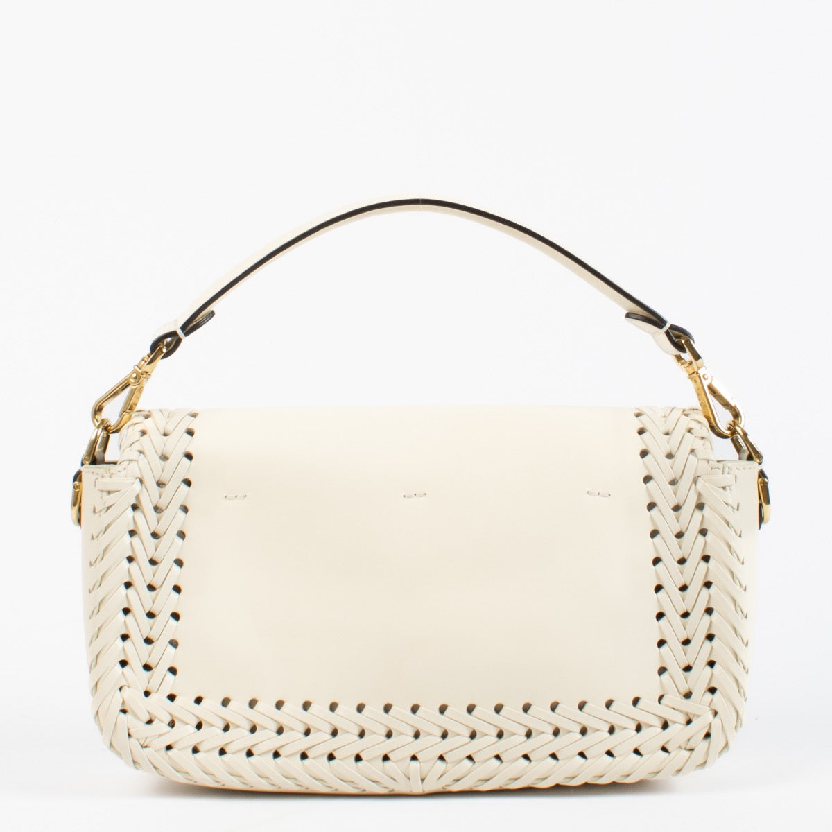 authentic preloved Fendi White Braided Leather Baguette Bag on Labellov.com