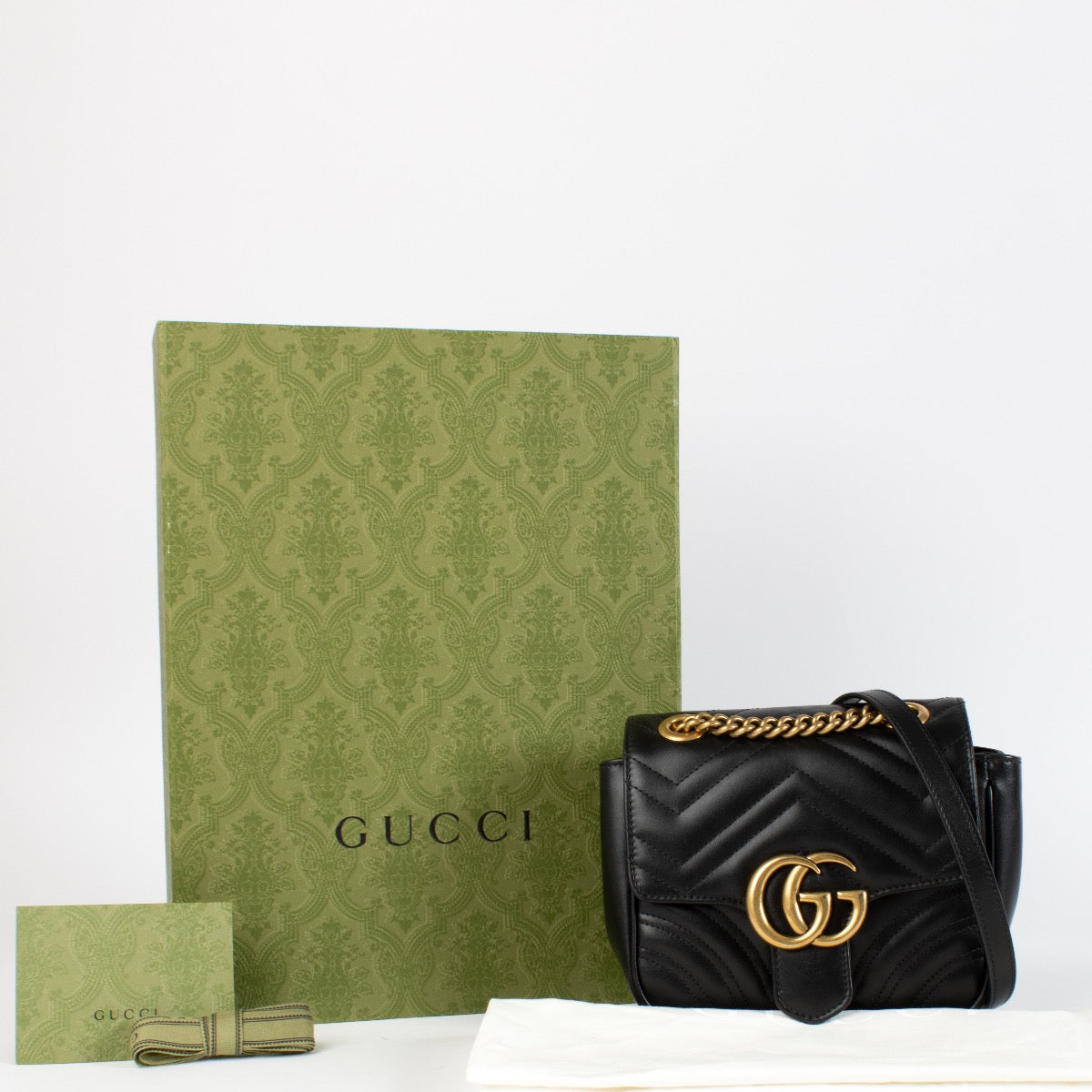 Authentic preloved Gucci Black GG Marmont Mini Square Bag on Labellov.com