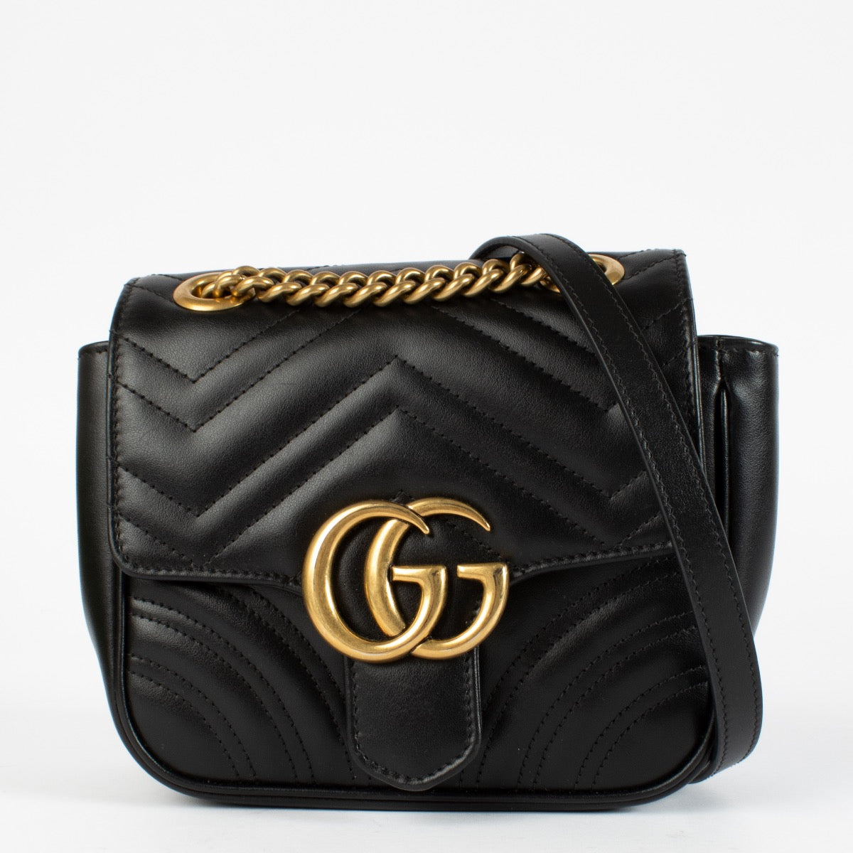 Authentic preloved Gucci Black GG Marmont Mini Square Bag on Labellov.com